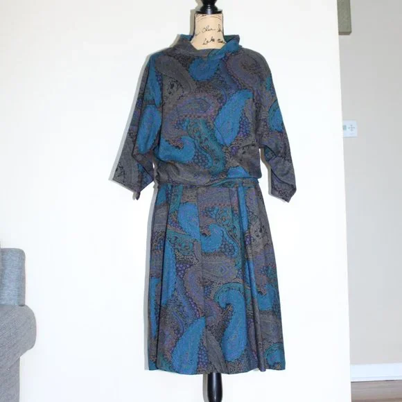 Viyella Skirts Vintage Viyella 2 Piece Set Paisley Wool Blend